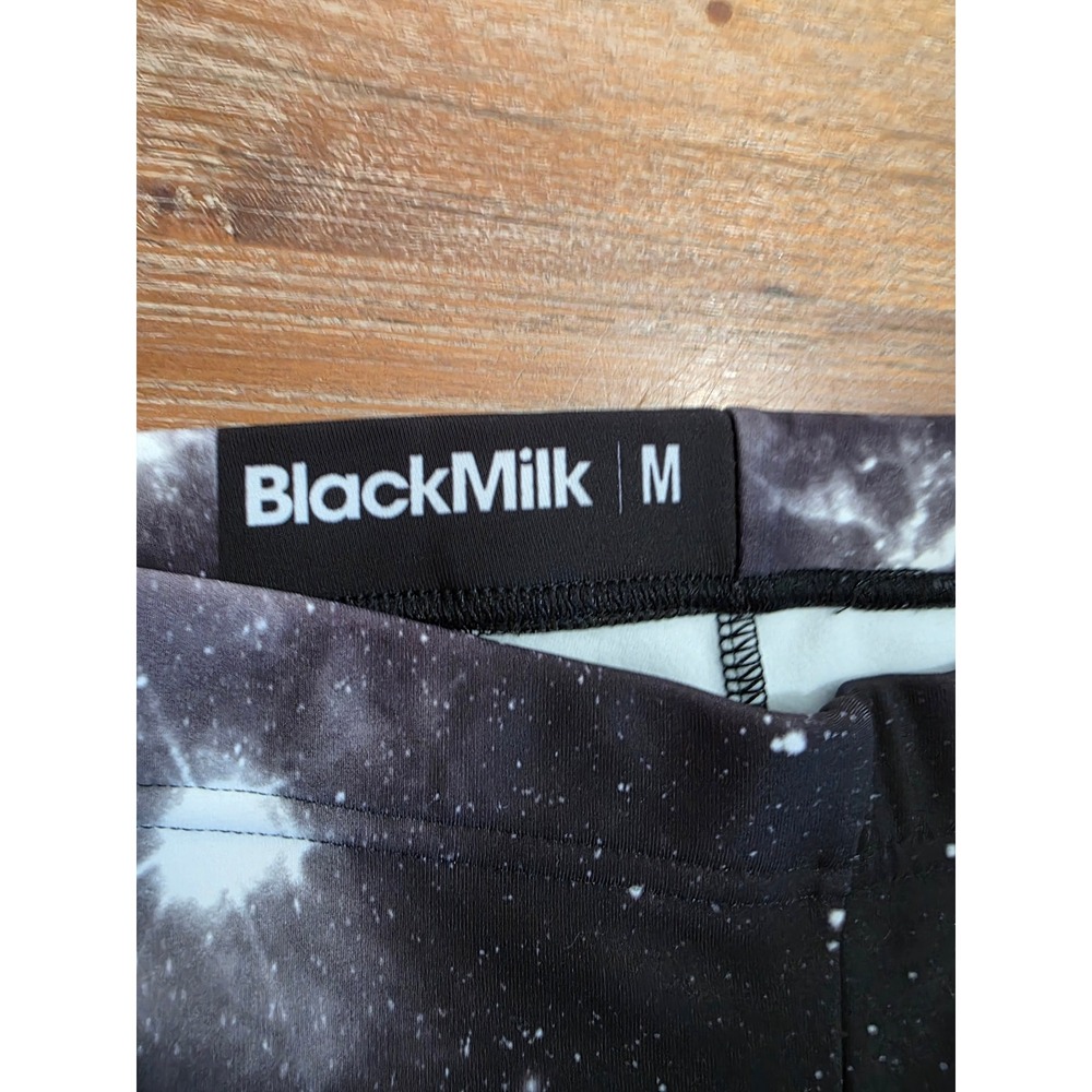 BlackMilk Galaxy Print Leggings Black White Nebula Stars Made in Australia M - Picture 5 of 7
